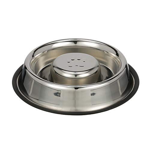 Neater Pet Brands Stainless Steel Slow Feed Bowl - Non-Tip & Non-Skid - Stops Dog Food Gulping, Bloat, Indigestion, and Rapid Eating (Large, 3 Cups)