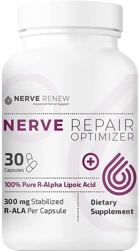 Nerve Renew Nerve Repair Optimizer - Dietary Supplement - 30 Capsules - 300 mg Stabilized R-Alpha Lipoic Acid per Capsule for Natural Nerve Discomfort Support - Fast Absorption - Safe and All Natural