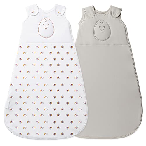 Nested Bean Zen Sack 2 Pack - Gently Weighted Sleep Sacks | Baby: 6-15 Months | Cotton 100% | Help Newborn/Infant Swaddle Transition | 2-Way Zipper | Machine Washable | Monogram Collection