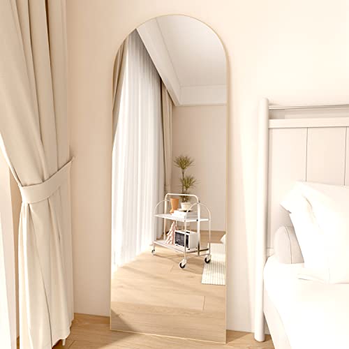 NEUWEABY Full Length Mirror 65"x22" Arch Floor Mirror with Stand Arched Mirror Full Body Mirror Gold Standing Hanging or Leaning Against Wall for Bedroom Entry, Bedroom, Living Room