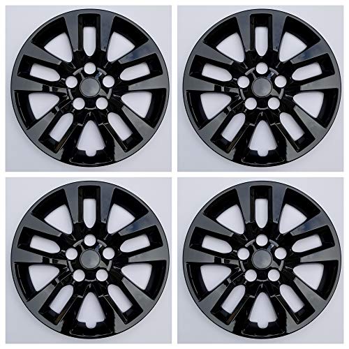 New Wheel Covers Hubcaps Fits 2013-2018 Nissan Altima; 16 Inch; 10 Spoke; Gloss Black; Plastic; Set of 4