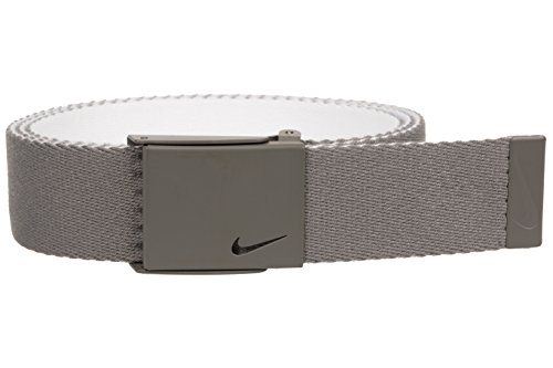 Nike Men's New Tech Essentials Reversible Web Belt, Light Charcoal/White, One Size