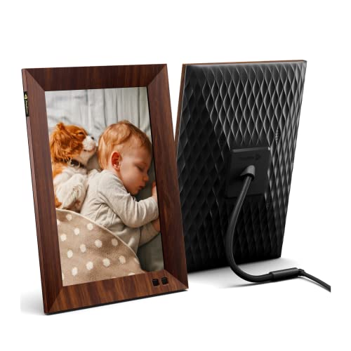 nixplay Smart Digital Picture Frame 10.1 Inch Wood-Effect - Share Video Clips and Photos Instantly via E-Mail or App