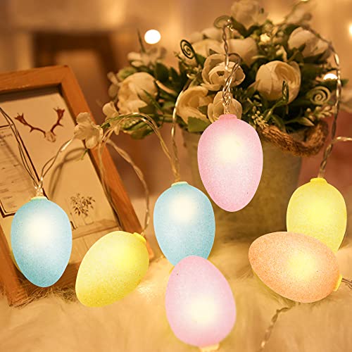 NJN 10FT 30LED Easter Eggs String Lights Battery Operated Fairy String Lights for Easter Decor Party Home Indoor Outdoor Garden Decorations (Color D)