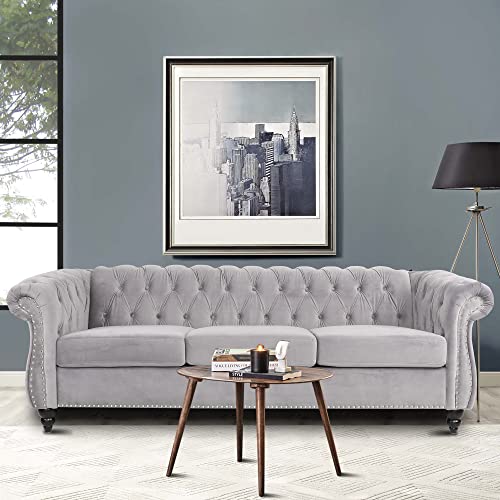 NOSGA Large Sofa, Modern 3 Seater Couch Furniture, Three-seat Sofa Classic Tufted Chesterfield Settee Sofa Tufted Back for Living Room