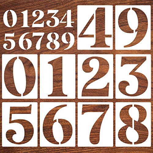 Number Stencils 6inch House Address Number Stencil Durable Plastic Stencils for Painting on Wood Wall Glass Rock Cake Canvas