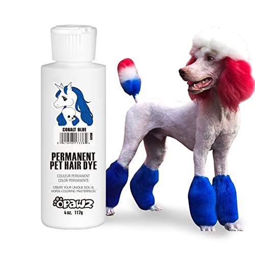 OPAWZ Permanent Dog Hair Dye, Pet Hair Dye Safely Used by Grooming Salons for a Decade, Pet Safe Dye Lasts Over 20 Washes, Bright Color for Dogs and Horses (Cobalt Blue)