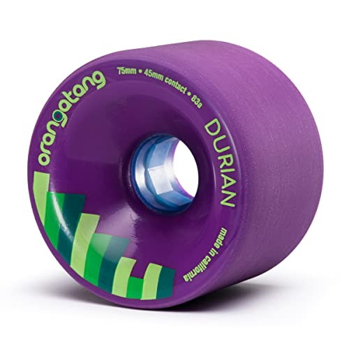 Orangatang Durian 75 mm 83a Freeride Longboard Skateboard Wheels w/Loaded Jehu V2 Bearings (Purple, Set of 4)