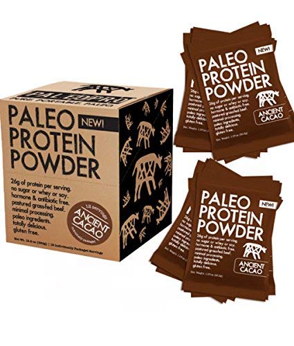 PaleoPro Protein Powder (Ancient Cacao Single Serve Packs) Grass-Fed, Pastured, Cage-Free Protein | Gluten Free, Dairy Free. No Sugar, Soy, Grains or Net Carbs | Paleo & Keto Friendly (12 Servings)