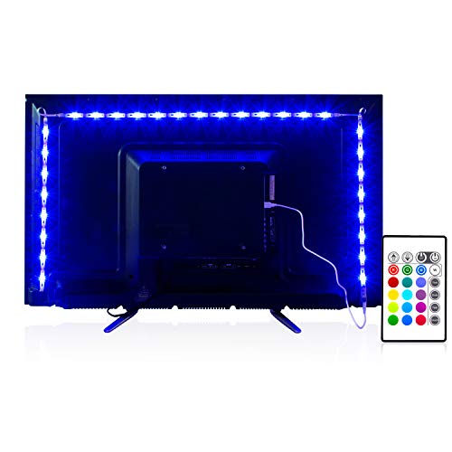 PANGTON VILLA Led Strip Lights 6.56ft for 40-60in TV, USB LED TV Backlight Kit with Remote - 16 Color 5050 LEDs Bias Lighting for HDTV