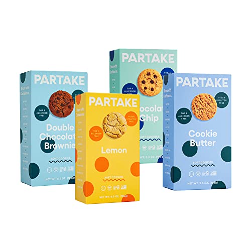 Partake Foods Soft Baked Vegan Cookies – 4 Box Variety Pack | Vegan & Gluten Free | Dairy Free, Peanut Free, Tree Nut Free, Egg Free, Wheat Free, Soy Free, Sesame Free, Safe School Snack for Kids