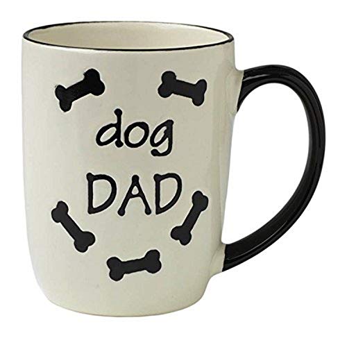 PetRageous 13069 Dog Dad Stoneware Mug 4-Inch Diameter and 5-Inch Tall Mug with 24-Ounce Capacity and Dishwasher and Microwave Safe, White