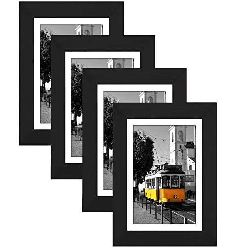 Picrit 4x6 Picture Frame Set of 4, Made of High Definition Real Glass, Photo Frames for Wall Mounting or Table Top Display