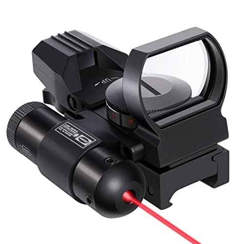 Pinty Red Dot Sight with Integrated Red Laser Sight, Reflex Sight Optics 4 Pattern Reticle