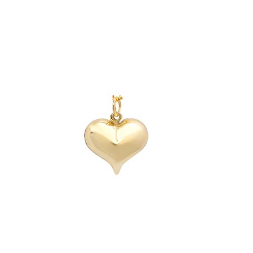 PORI JEWELERS 14K Solid Yellow Gold Heart Charm Pendants- Multiple Styles (Puff Heart - Small)