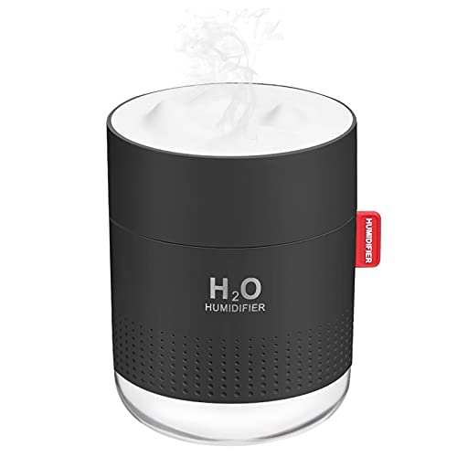 Portable Mini Humidifier, 500ml Small Cool Mist Humidifier, USB Personal Desktop Humidifier for Baby Bedroom Travel Office Home, Auto Shut-Off, 2 Mist Modes, Super Quiet (Black)