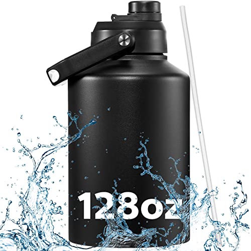 Potchen 128 oz Large Insulated Water Jug One Gallon Vacuum Water Bottle Double Walled Stainless Steel Insulated Water Bottle