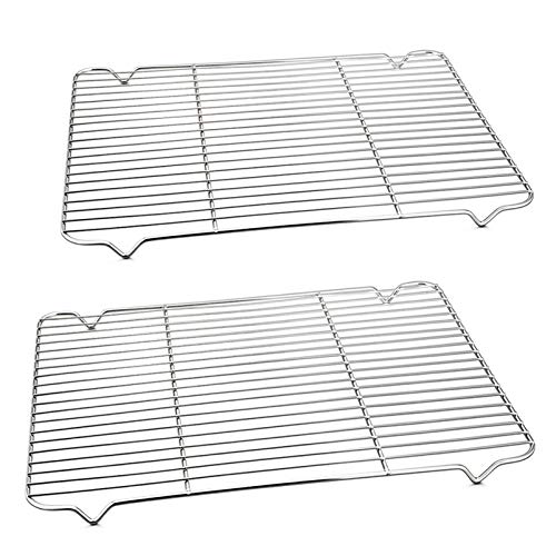 P&P CHEF Baking Rack Cooking Rack Set of 2-16.6''x11.6 Stainless Steel Wire Cooling Drying Roasting Rack, Fits Half Sheet Cookie Pans, Commercial Quality, Oven & Dishwasher Safe