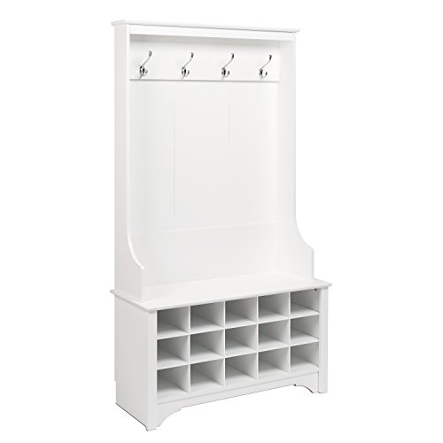 Prepac Hall Tree with Shoe Storage, White