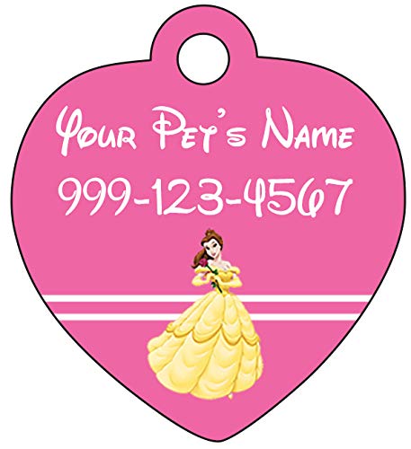 Princess Belle Pet Id Tag for Dogs & Cats Personalized w/ Your Pet's Name & Number