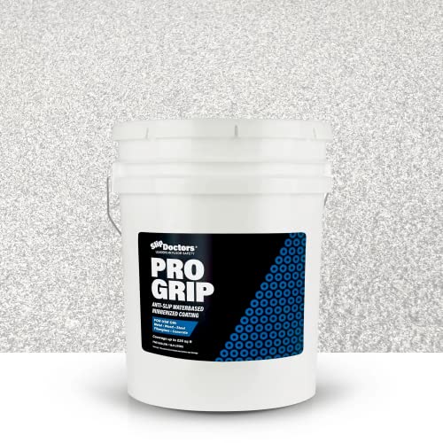 Pro Grip Rubberized Non-Skid Spray Coating (White, 5-Gallon) for Decks, Floors, Boats & Sports Courts – Non-Slip Rubber Paint for Concrete, Wood, Metal & Fiberglass