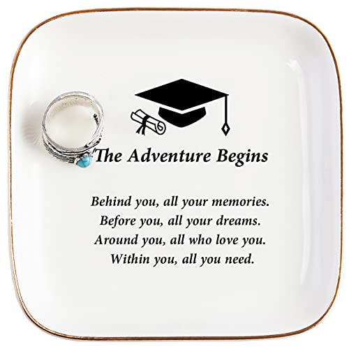 PUDDING CABIN Graduation Gifts for Her Ring Trinket Dish for Women - 2023 Graduation Gift for Colleage Daughter Sister Friends