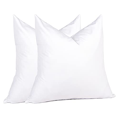 puredown® Feathers Throw Pillow Inserts Set of 2 for Couch, Recliner, Bed Decor, Square, 16 x 16 inch