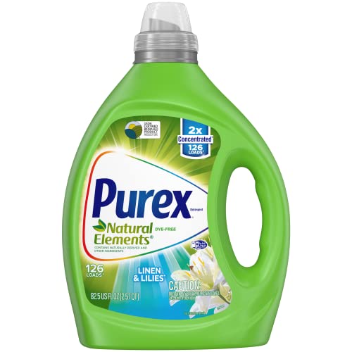 Purex Liquid Laundry Detergent, Natural Elements Linen & Lilies, 2X Concentrated, 126 Loads, 82.5 Fl Oz