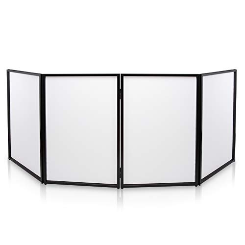 Pyle DJ Booth Foldable Cover Screen - Portable Event Facade Front Board Video Light Projector Display Scrim Panel with Folding Steel Frame Panel Stand, Stretchable Lycra Spandex - PDJFAC10 (White)