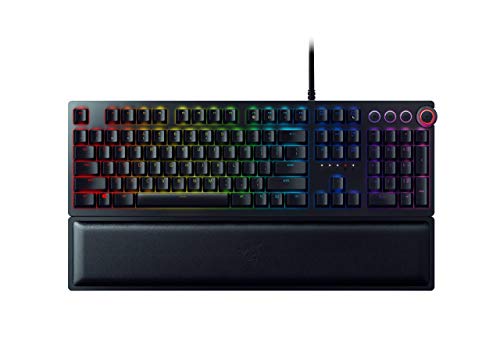 RAZER HUNTSMAN ELITE: Opto-Mechanical Switch - Multi-Functional Digital Dial & Media Keys - Leatherette Wrist Rest - 4-Side Underglow - Gaming Keyboard (Renewed)