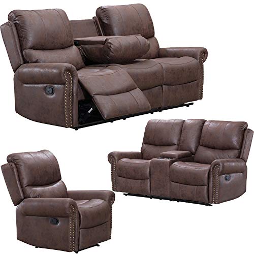 Recliner Sofa for Living Room Set Reclining Couch Sofa Chair Palomino Fabric Loveseat 3 Seater Home Theater Seating Manual Recliner Motion Home Furniture