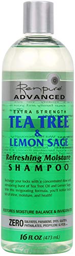 Renpure Advanced Tea Tree Lemon Sage Shampoo – Hydrating Coconut Oil, Lemon Sage, Tea Tree Oil for Hair – Color Safe, Sulfate & Cruelty Free Dry Scalp Treatment & Natural Anti Dandruff Shampoo