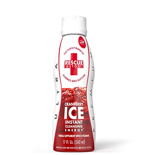 Rescue Detox - ICE - Cranberry Flavor - 17oz | Works in 90 Minutes Up to 5 Hours - Concentrated Cleansing Drink with B Vitamins and Naturally Sweetened with Stevia