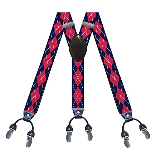 Reticular Printing Men’s Heavy Duty Y- Back 1.4 Inch Suspenders with 6-Clips Mens Braces DMZJ (D-Printing)