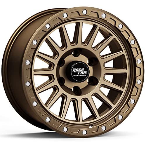 RockTrix RT113 17 inch Wheel Compatible with 01-23 Toyota Tacoma 6x5.5" (6x139.7) Bolt Pattern, 17x9 (-12mm Offset), 106.1mm Bore, Matte Bronze, Also fits 02-23 4Runner, FJ Cruiser, 99-06 Tundra