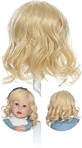 ROSHUAN Reborn Wigs for Reborn Toddler Dolls Curly Short Blonde Hair Reborn Doll Wig Soft Wig Hair Golden Suit for Head Circumference 48cm 19 inch 24-28 inches Reborn Toddlers Baby Doll