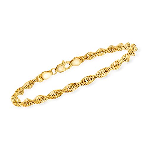 Ross-Simons 4mm 14kt Yellow Gold Rope-Chain Bracelet. 7 inches