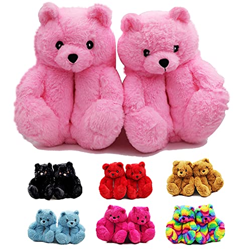 RRGIOH Teddy Bears Slippers, Fuzzy Animal Slippers, Cute House Slippers, Plush Home Indoor Warm Winter All Inclusive House Slippers for Women Men