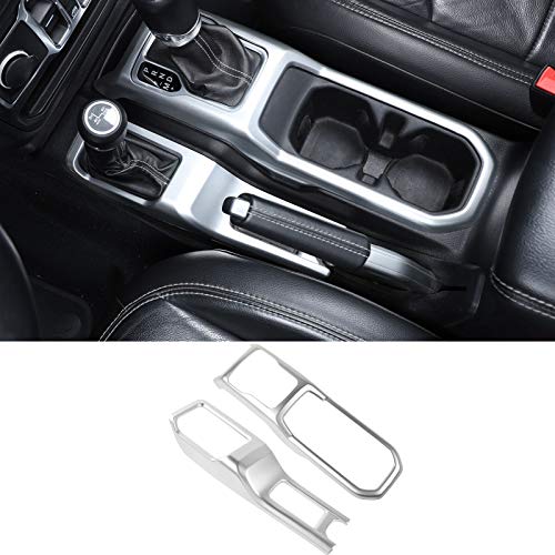 RT-TCZ Silver ABS Four-Wheel Drive Gear Shift Panel Trim for 2018 2019 2020 2021 2022 2023 Jeep Wrangler JL JLU and for Jeep Gladiator JT