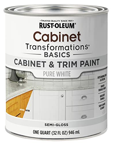 Rust-Oleum 372007 Transformations Basics Cabinet & Trim Paint, Quart, Pure White