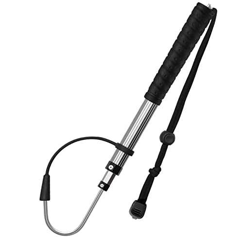 SAN LIKE Telescopic Fishing Gaff,Aluminum/Fiberglass Pole with Nonslip Rubber Handle,Stainless Steel Hook with M8 Screw, Fish Gaff Can Float When Extending - Good for Freshwater and Saltwater Fishing