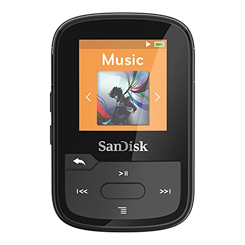 SanDisk 16GB Clip Sport Plus MP3 Player, Black - Bluetooth, LCD Screen, FM Radio - SDMX28-016G-G46K