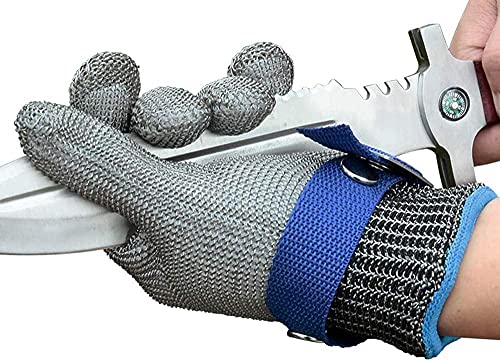 Schwer ANSI A9 Cut Resistant Glove, Food Grade Stainless Steel wire Mesh Metal Gloves, Knife Cutting Gloves for kitchen Mandoline Slicing Butcher Meat Cutting Oyster Shucking Fish Fillet（L, 1 PCS）