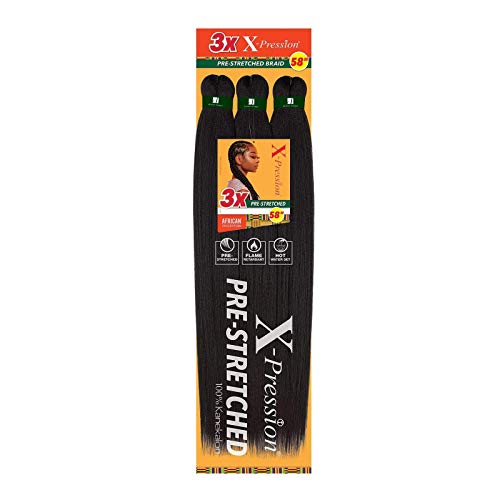 Sensationnel X-Pression Synthetic Braid - 3X PRE-STRETCHED 58 Inch (1B Off Black)