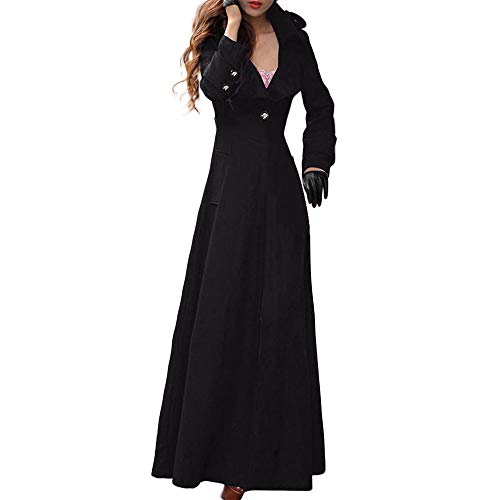 SERYU Womens Winter Lapel Slim Coat Trench Jacket Long Parka Overcoat Outwear Black