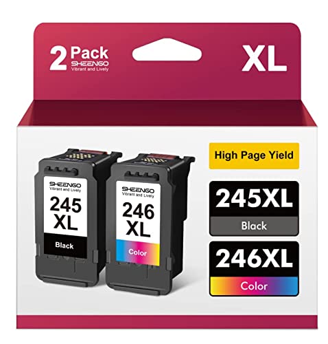 SHEENGO Remanufactured 245XL Ink Cartridges Replacement for Canon 245 PG-245XL CL 246 for PIXMA MG2522 MX490 MX492 TS3122 TS3322 TR4522 TR4520 TS3320 MG3022 MG2520 MG2922 Printer(1 Black, 1 Tri-Color)