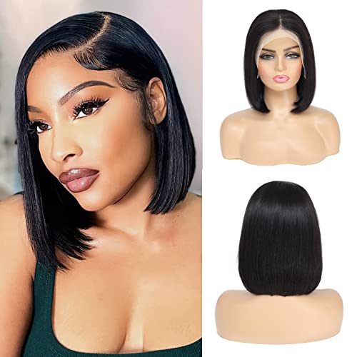 Short Bob Wig Human Hair 13x4 Frontal Bob Wigs Human Hair 180% Density Glueless Wigs Human Hair Pre Plucked Short Bob Wigs for Black Women (10 inch, 13x4 bob wig human hair)