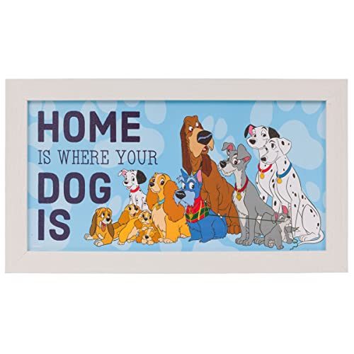 Silver Buffalo Disney Classics Dogs Home Is Where Your Dog Is Gel Coat Framed MDF Wall Decor Art Poster, 10 x 18 Inches
