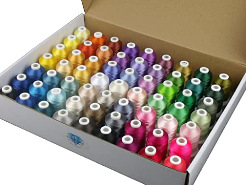 Simthread 63 Brother Colors Polyester Embroidery Machine Thread Kit 40 Weight for Brother Babylock Janome Singer Pfaff Husqvarna Bernina Embroidery and Sewing Machines 550Y