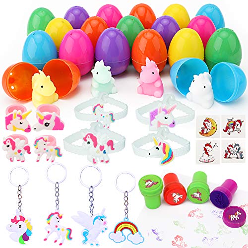 Sizonjoy 24 Pack Unicorn Filled Easter Eggs, Prefilled Easter Eggs,for Basket Stuffers Fillers, Party Favor